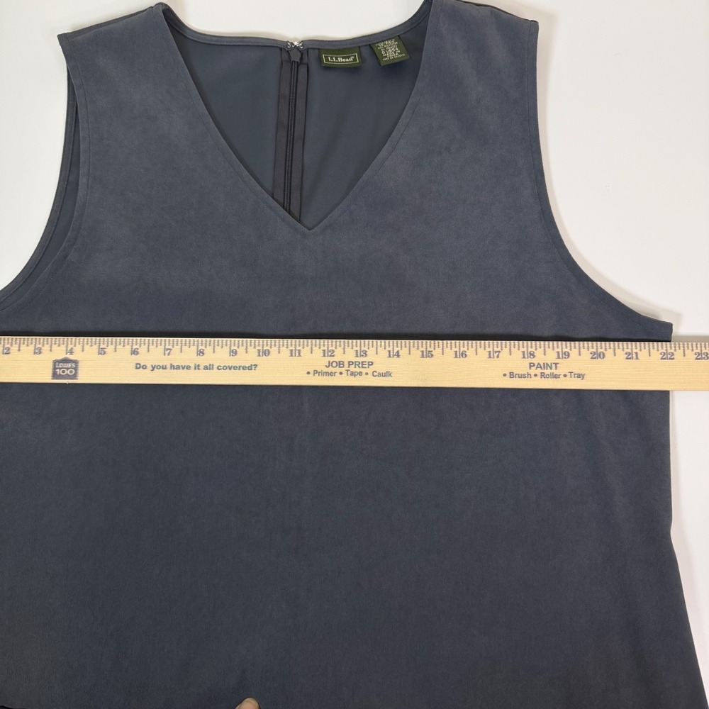 LLBean Womens 18 Sleeveless V Neck Maxi Length Gray Romper Pockets Lagenlook - Picture 5 of 10